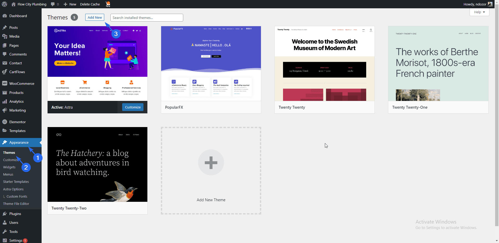 Themes page
