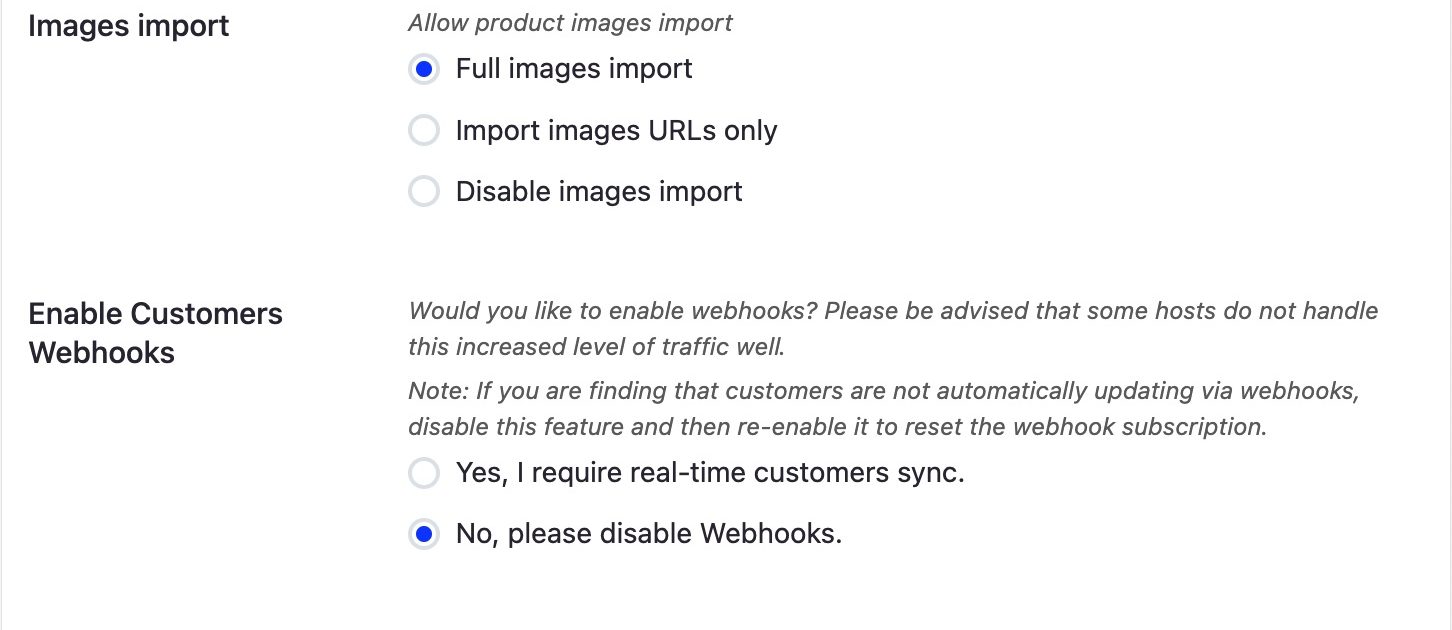 Choose how to import images from BigCommerce to website