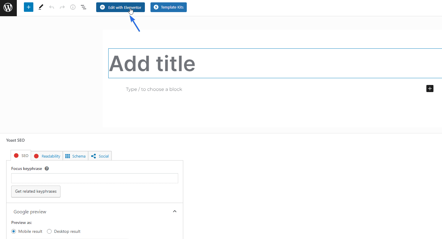 Customize page with Elementor builder