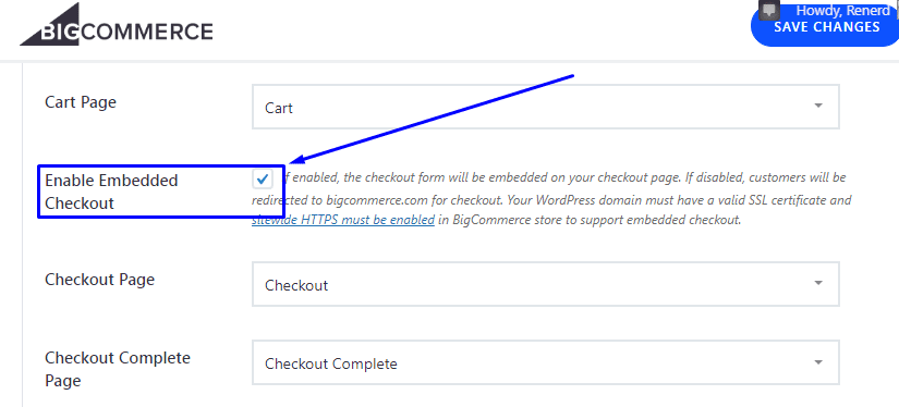 Check or uncheck the Enable Embedded Checkout option