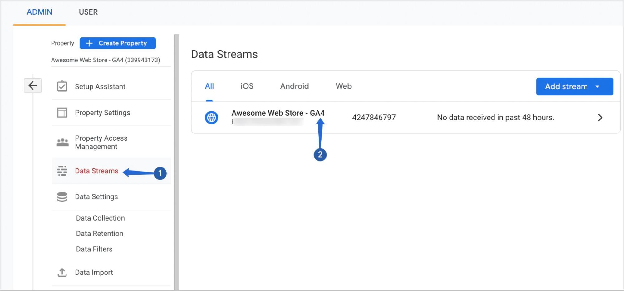 Google Analytics 4 Data Stream