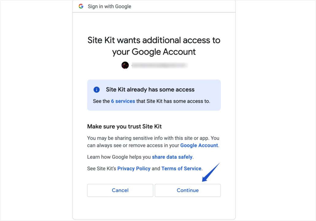 Grant Site Kit permissions to your Google account