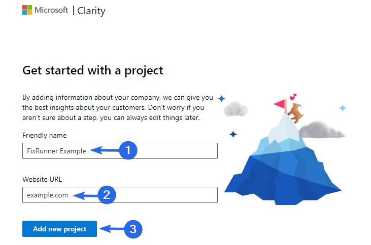 Create a Microsoft Clarity Project