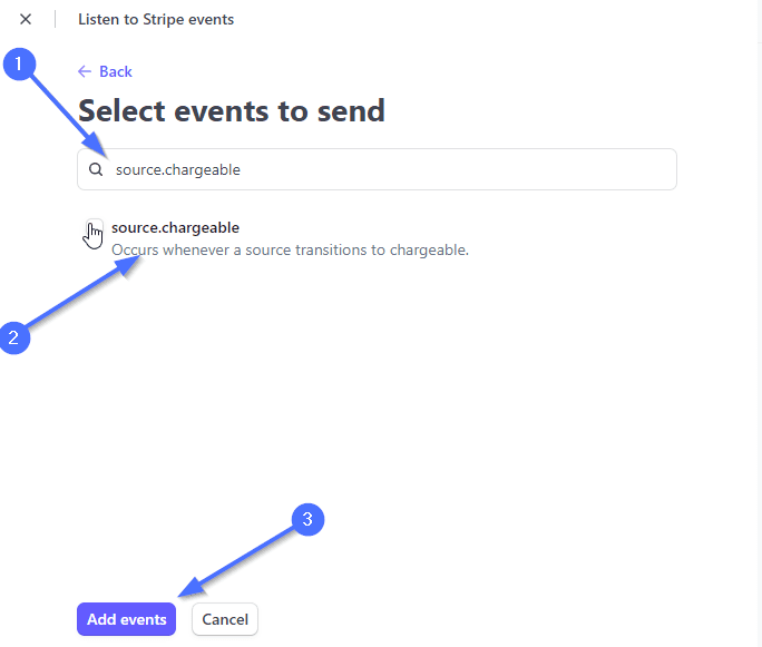 Adding a new webhook event in stripe