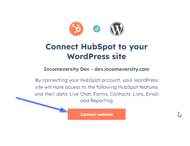 Connect HubSpot account to WordPress site