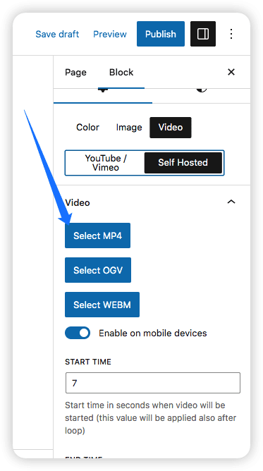 Select video file type
