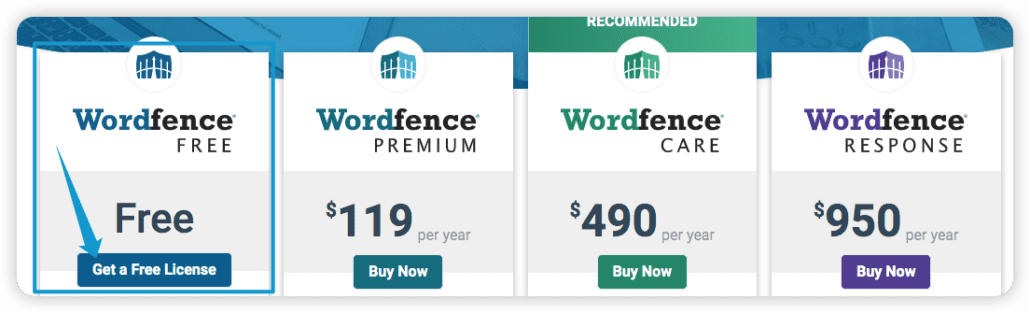 Different plans for Wordfence