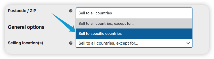Choose to sell to specific countries