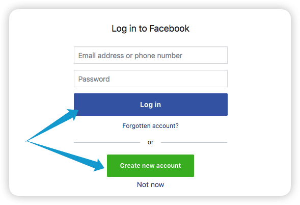 Log in to Facebook account