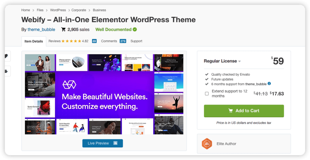 Webify WordPress Theme -WordPress Single Product Theme