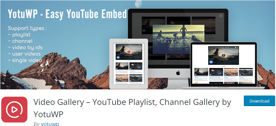 Video Gallery by YotuWP plugin